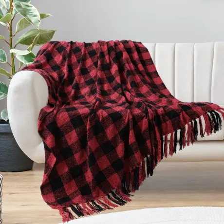 PiccoCasa- Velvety Chenille Lightweight Blankets with Fringe Tassel Twin Size