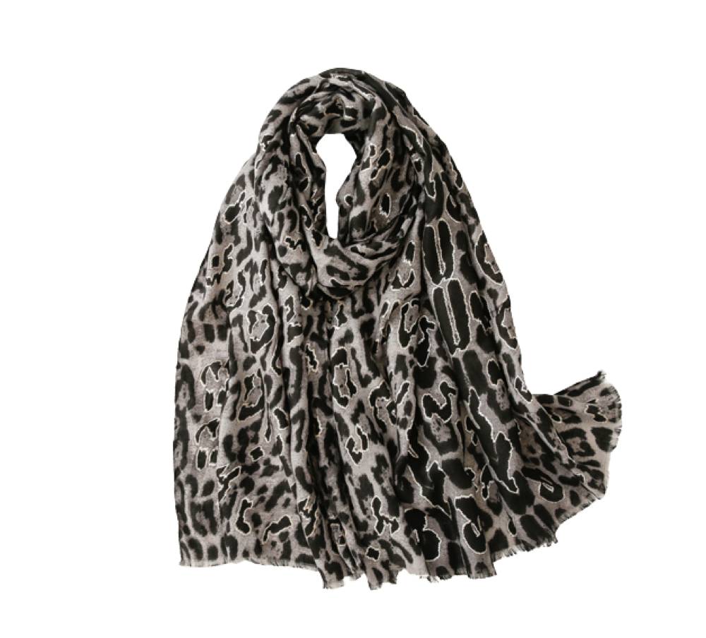 Black Cheetah Scarf With Fringe - Don't AsK - Rwco