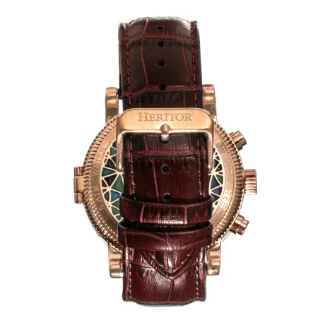 Heritor Automatic – Montre Legacy avec bracelet en cuir avec jour/date – Argent/noir
