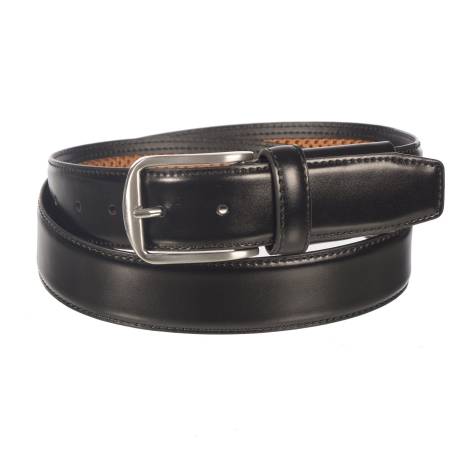 Club Rochelier Men's Extendable Leather Belt with Brushed Nickel Hardware
