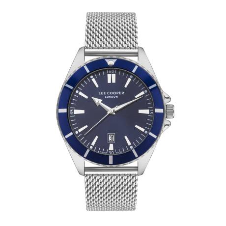 LEE COOPER-Men's Silver 45mm  watch w/Blue Dial