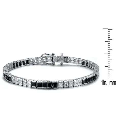 Genevive Sterling Silver with Colored Cubic Zirconia 5x5 Accent Bracelet