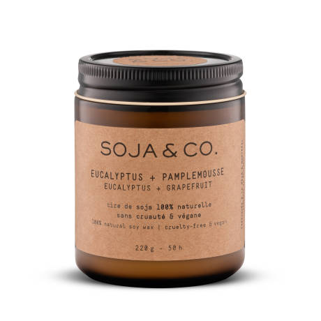 Bougie cire de soja SOJA&CO. — Eucalyptus + Pamplemousse 8oz