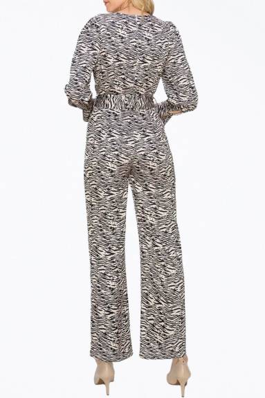 adelyn rae - Toni Zebra-Print Belted Wrap-Effect Sateen Jumpsuit