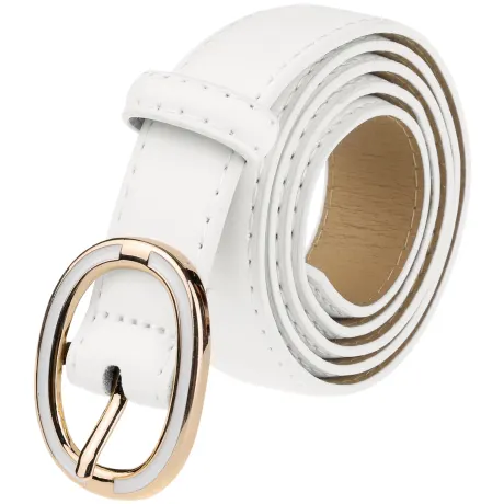 Allegra K- Faux Leather Belt with Gold Buckle