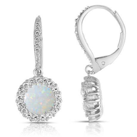 Genevive Sterling Silver with Colored Cubic Zirconia Drop Euro Earrings