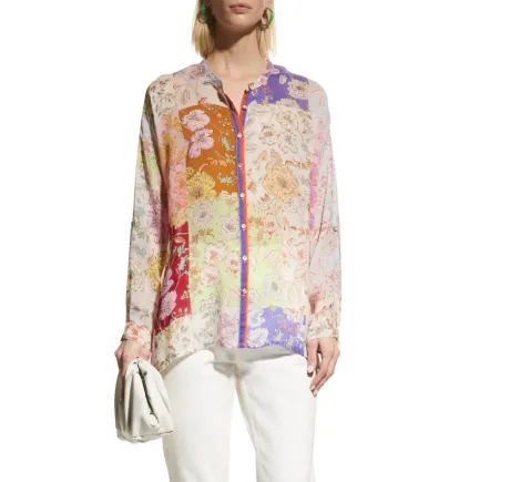 Johnny Was - Cosmo Lauren Floral-Print Patchwork Blouse