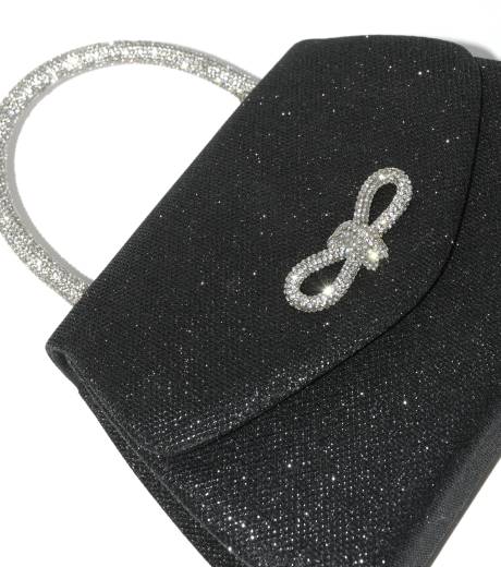 Club Rochelier Ladies' Evening Bag with Glitter Handle and Bow