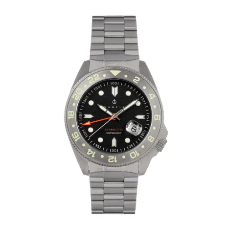 Nautis - Global Dive Bracelet Watch w/Date - Black
