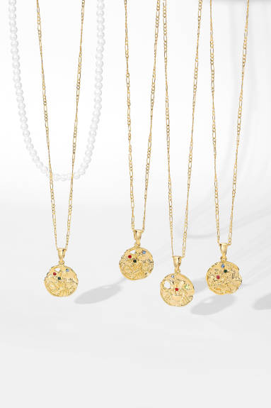 Classicharms-Collier à pendentifs en or en forme de signe du zodiaque