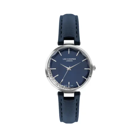 LEE COOPER-Women's Silver 34mm  watch w/Blue Dial