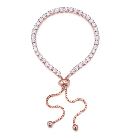 Rose Goldtone Aurora Borealis Crystal Adjustable Tennis Bracelet made with Quality Austrian Crystals - MICALLA