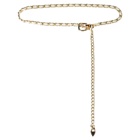 Allegra K- Rhinestone Sparkle Chain Plus Size Waist Belt Gold