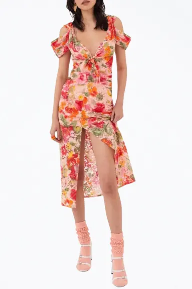 for Love & Lemons - Beth Floral Corded Lace Midi Dress