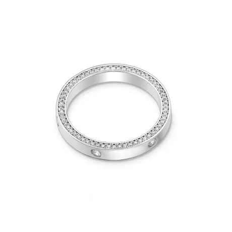 Sterling Silver & CZ Dotted Ring with Pave Band Detail - Ag Sterling