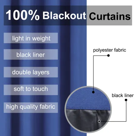 PiccoCasa- rideaux oeillets étanches 100% Blackout avec doublure noire, ensemble 2 panneaux 52 x 84 pouces