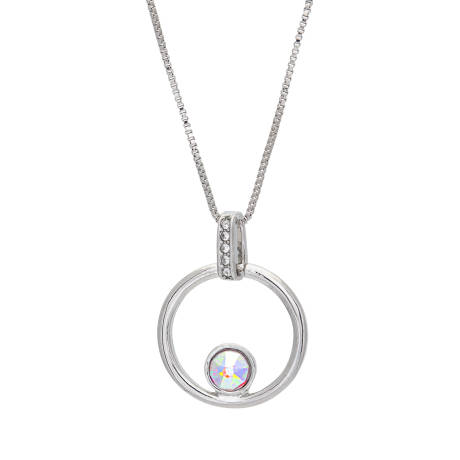 Aurora Borealis Crystal Open Circle Pendant Necklace made with Quality Austrian Crystals - MICALLA