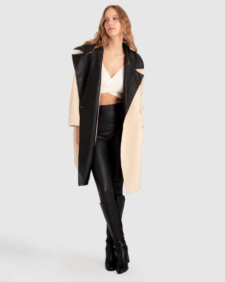 Belle & Bloom Watch Me Go Oversized Leather Trimmed Coat
