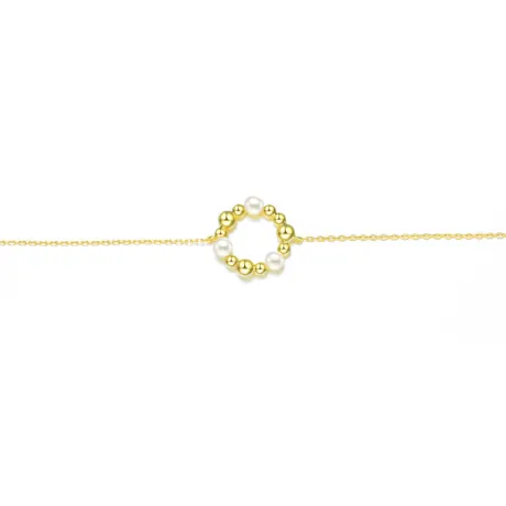 Bracelet rond en argent sterling avec perles d'eau douce plaquées or 14 carats de 4 mm.