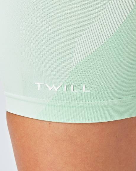 Twill Active - Recycled Colour Block Body Fit Cycling Shorts - Green
