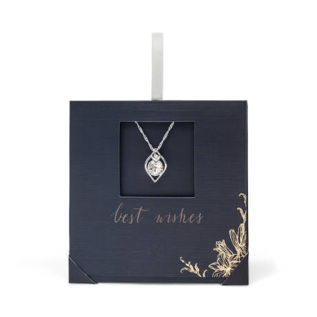 Holiday Gift Envelope with Clear Crystal Rivoli Pendant Necklace - callura