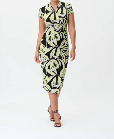 Joseph Ribkoff - Leaf Print Wrap Style Dress