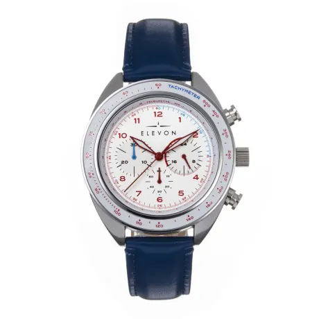 Elevon - Bombardier Chronograph Leather-Strap Watch - Blue/White