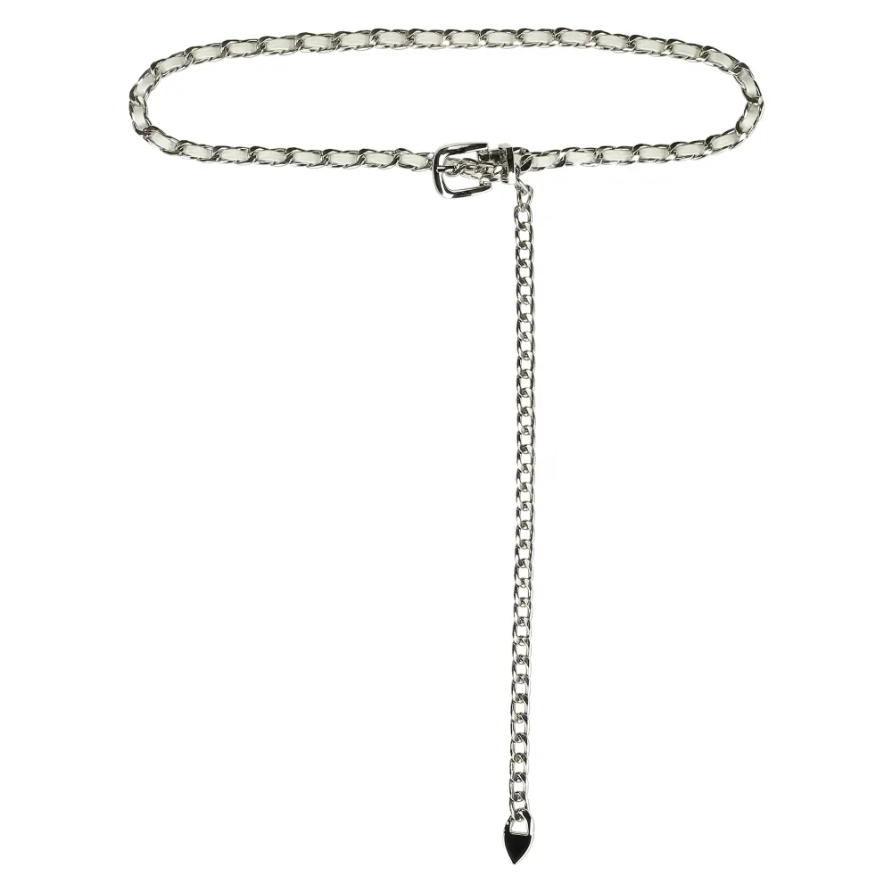 Allegra K- Rhinestone Sparkle Chain Plus Size Waist Belt Silver