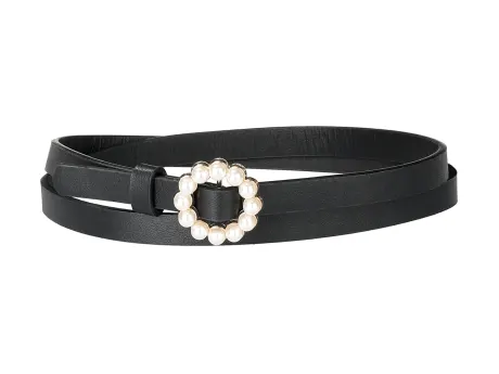 Allegra K- Plus Size Waist Belts Pearl Narrow Leather