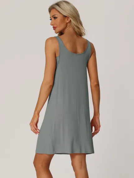 cheibear - Tank Dress Round Neck Lounge Nightgown