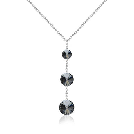 Silvertone Silvernight Graduated Necklace made with Quality Austrian Crystals - MICALLA