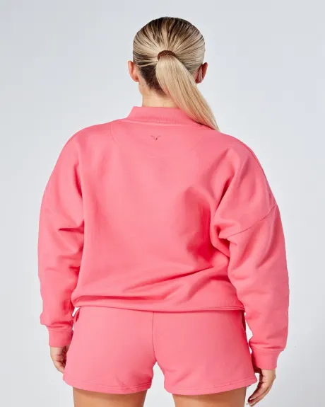 Twill Active - Essentials Oversized Funnel Neck Zip up Sweatshirt - Pink