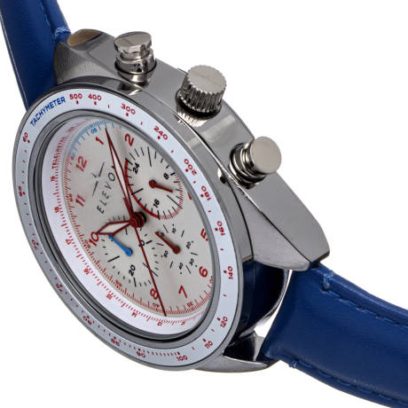 Elevon - Bombardier Chronograph Leather-Strap Watch - Blue/White
