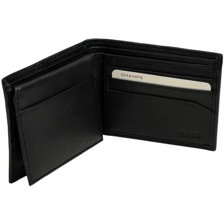 CHAMPS Collection Classic Portefeuille à aile supérieure en cuir véritable avec blocage RFID dans une boîte cadeau
