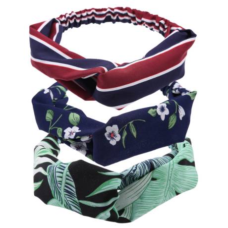 Set of 3 - Navy & Dainty Floral Twisted Headband - Don't AsK