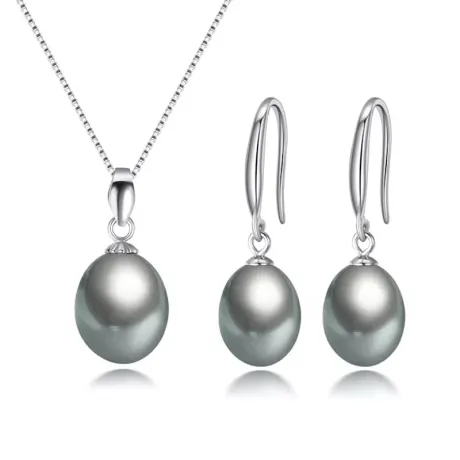 Grey Freshwater Pearl Classic Earring & Necklace Set  - Signature Pearls