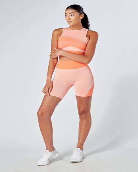 Twill Active - Recycled Colour Block Body Fit Cycling Shorts - Coral