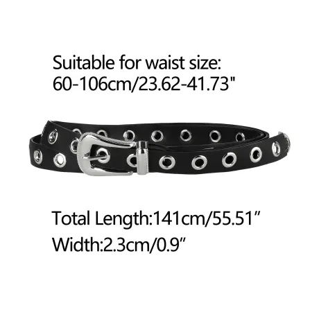 Allegra K- Grommet Skinny Waist Metal Pin Buckle Belt Plus Size
