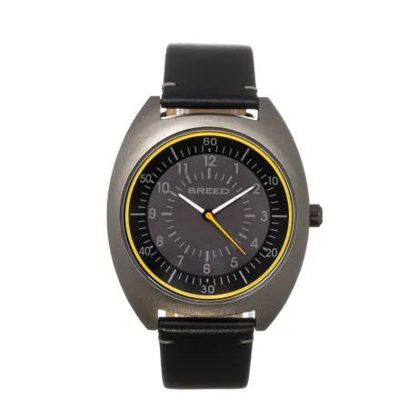 Breed - Victor Leather-Band Watch - Blue-Grey/Russet