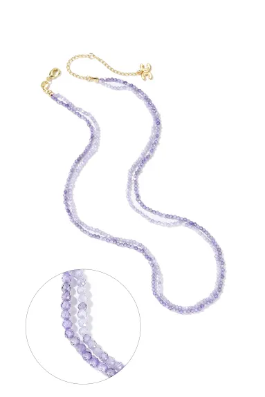 Classicharms-Clarice Purple Crystal Mini Beaded Double Layered Necklace