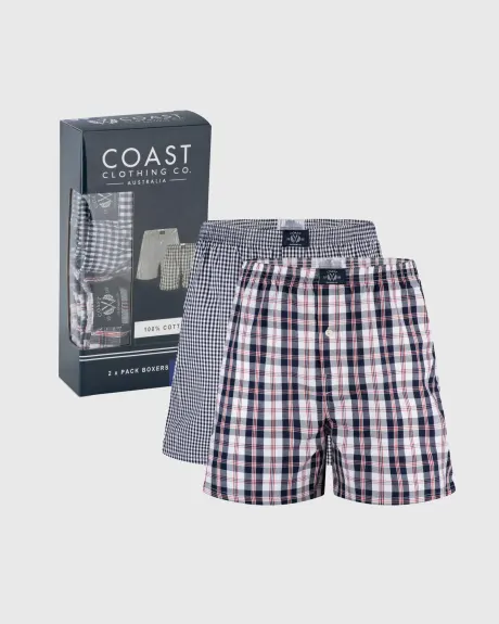 Coast Clothing Co. - 2 Pack Grey Woven Boxers