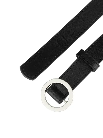 Allegra K- O Ring Metal Buckle Plus Size Thin Nonporous Waist Belt