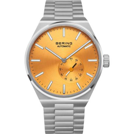 BERING - 41mm Men's Automatic Stainless Steel Watch In Silver/Yellow