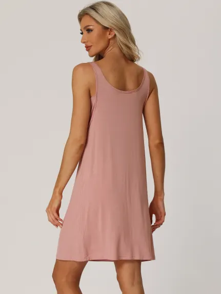 cheibear - Tank Dress Round Neck Lounge Nightgown