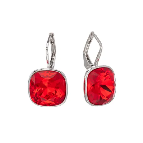 Siam crystal Cushion Cut Leverback Earrings made with Quality Austrian Crystals