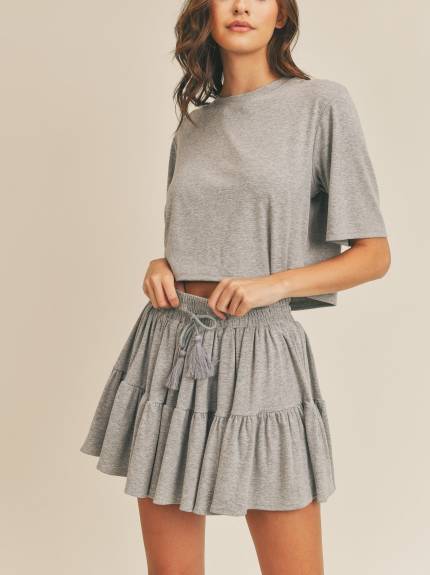 Evercado - Comfy Crop Tops and Mini Skirt Set