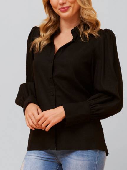 Annick - Maxine Shirt Fitted Long Puffy Sleeves Solid