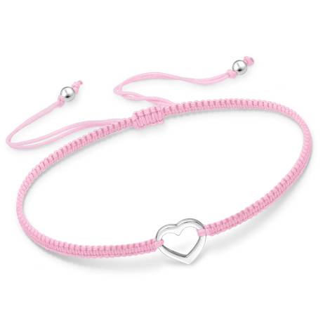 Light Pink Adjustable Bracelet with Sterling Silver Heart by Ag Sterling