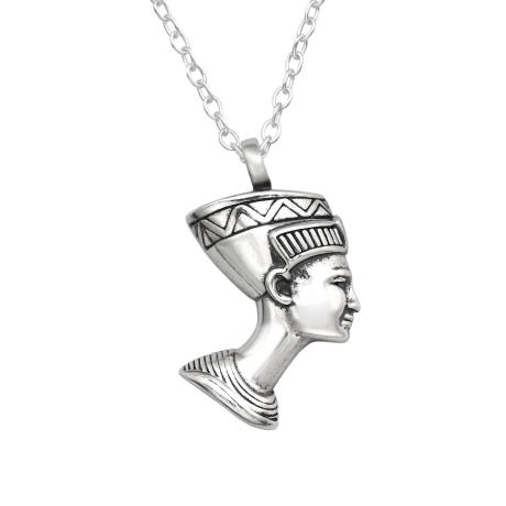 Collier en argent sterling avec pendentif Nefertiti délicat - Ag Sterling