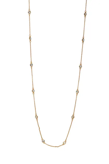 Goldtone Station Necklace made with Quality Austrian Crystals - MICALLA